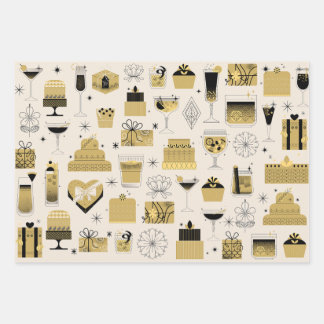 Elegant Black & Gold Celebration Gift Wrapping Paper Sheet