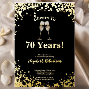 Elegant Black Gold Cheers to 70 Years Birthday