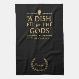 Elegant Black Gold Chef Quote: Fit for the Gods Tea Towel