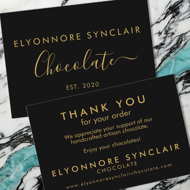 Elegant Black Gold Chocolate Business Thank You Card (Creator Uploaded)