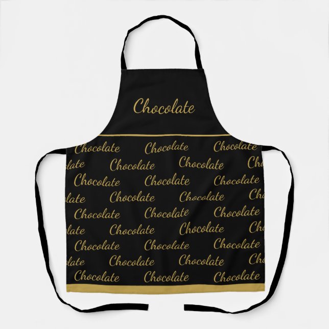 Elegant Black Gold Chocolate Staff Uniform Apron (Front)