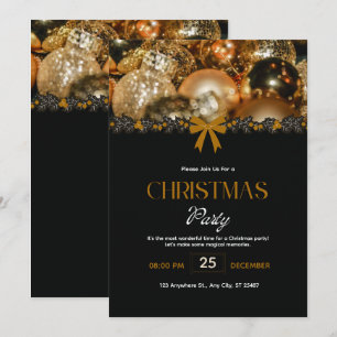 Elegant Black Gold Christmas Invitation
