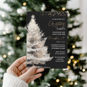 Elegant Black & Gold Christmas Invitation