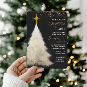 Elegant Black & Gold Christmas Party  Invitation