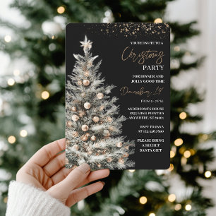Elegant Black & Gold Christmas Party Invitation