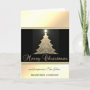 Elegant Black, Gold, Christmas Tree, Company Holiday Card