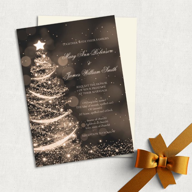Elegant Black & Gold Christmas Wedding Invitation (Creator Uploaded)