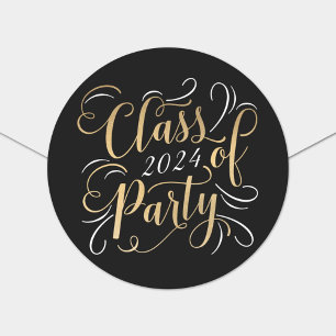 Elegant Black Gold Class of 2024 Graduation Classic Round Sticker