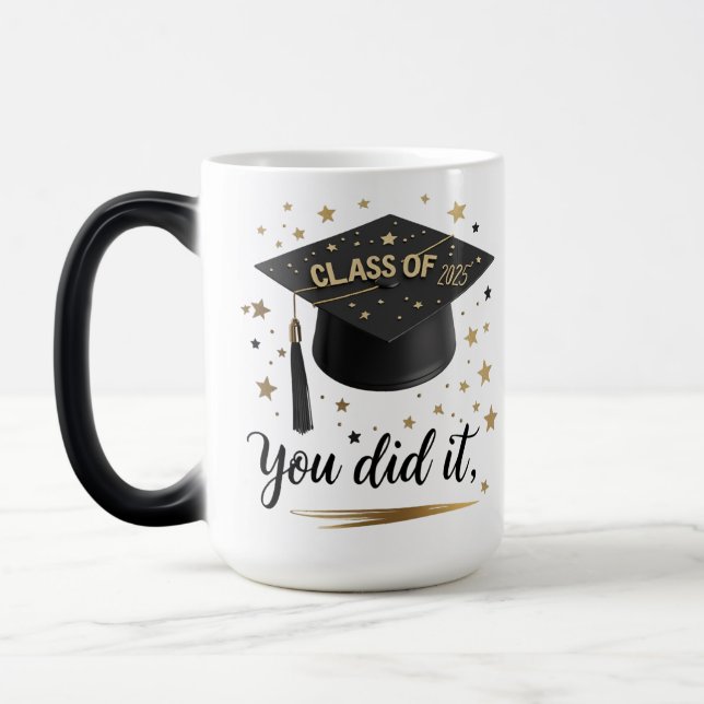 Elegant Black & Gold Class of 2025 Morphing Mug  (Left)