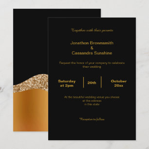 ELEGANT BLACK GOLD CLASSIC WAVE INVITATION