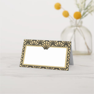 Elegant Black Gold Coloured Art Deco Wedding Event Place Card