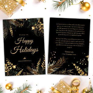 Elegant Black Gold Company Christmas Holiday Card