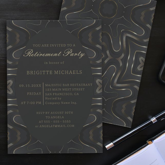 Elegant Black Gold Company Retirement Party Invitation (Creator Uploaded)