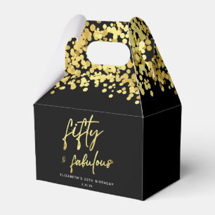 Elegant Black Gold Confetti Fifty and Fabulous Favour Box