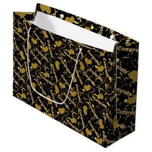 Elegant Black & Gold Congrats Special Celebration Large Gift Bag