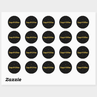 Elegant Black & Gold Congratulations Round Sticker