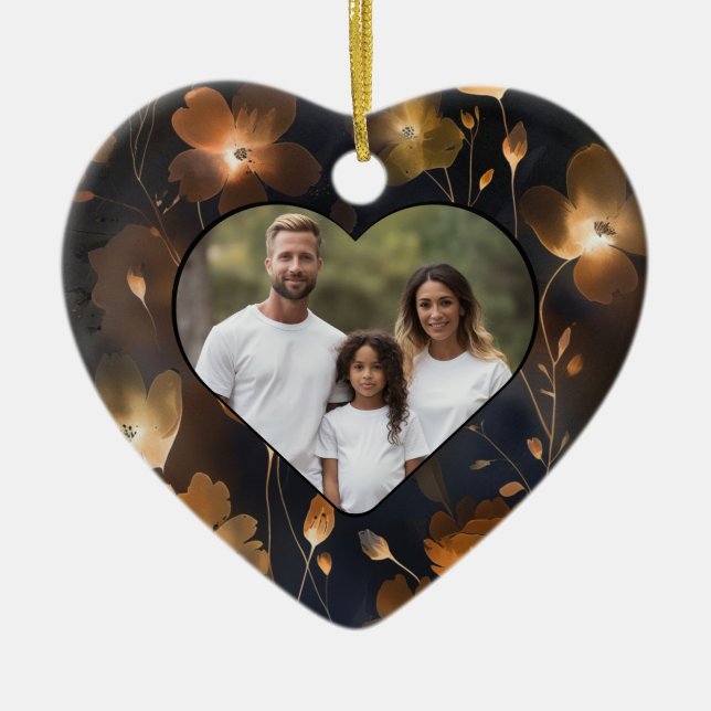 Elegant black gold copper terra cotta floral  ceramic tree decoration (Front)