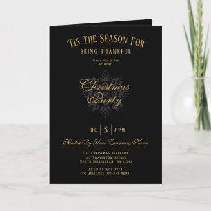 Elegant Black Gold Corporate Christmas Party Logo Holiday Card