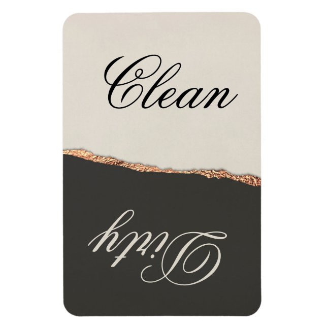 Elegant Black Gold & Cream Clean/Dirty Dishwasher  Magnet (Vertical)