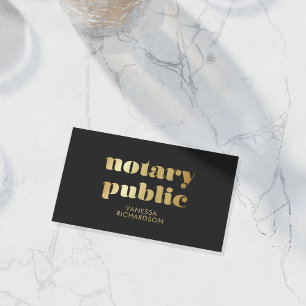 Elegant Black & Gold Cross Pen Notary QR  Business Card