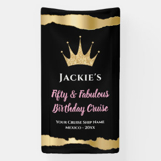Elegant Black Gold Cruise Door 50th Birthday Banner
