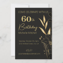 Elegant Black Gold Custom 60th Birthday Any Age