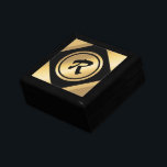 Elegant Black Gold Custom Initial Gift Box<br><div class="desc">An upscale gold on gold design with black accents and black initial or monogram you can easily customize. Great for jewelry, coins, keepsakes, on Christmas, birthdays, anniversary, graduation, job promotion, any time your heart desires. Svelte and sophisticated, this original design is sure to please. Take advantage of ongoing Zazzle sales....</div>