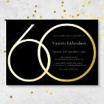 Elegant Black Gold Custom Minimalist 60th Birthday<br><div class="desc">Elegant Black Gold Custom Minimalist 60th Birthday Foil Invitation. Minimalist birthday invitation design, simple yet classy and elegant with real gold foil. Great for a black & gold themed party! This is a customisable template, if you need some help customising it simply contact the designer by clicking on the 'Message'...</div>