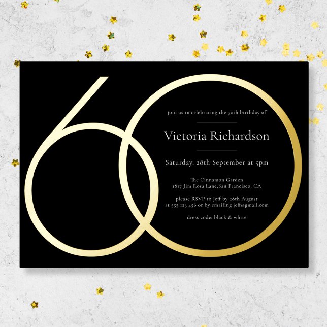 Elegant Black Gold Custom Minimalist 60th Birthday (Mockup View)