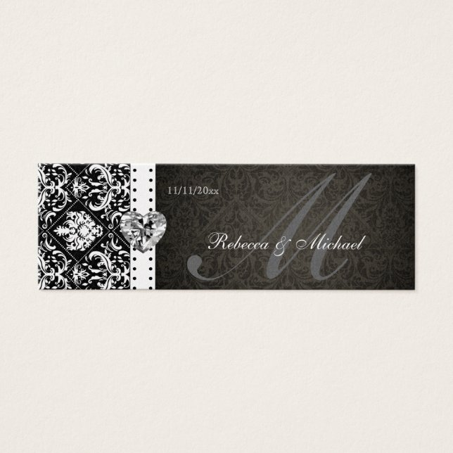 Elegant Black & Gold Damask Favour Tags (Front)