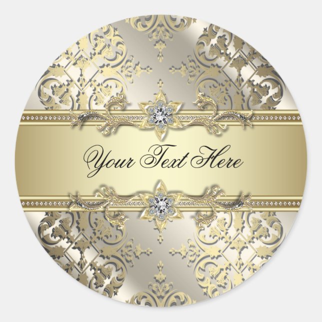 Elegant Black Gold Damask Stickers (Front)