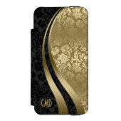 Elegant Black & Gold Damasks Wavy Geometric Shapes Incipio iPhone Wallet Case (Folio Front)