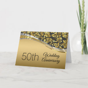 Elegant Black & Gold Damasks With Silver Accents Card