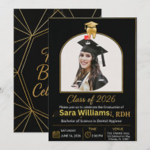 Elegant Black & Gold Dental Hygienist Graduation P