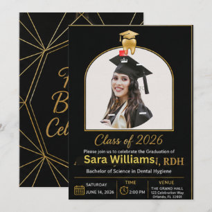 Elegant Black & Gold Dental Hygienist Graduation P