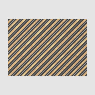Elegant Black Gold Diagonal Striped Tissue Paper