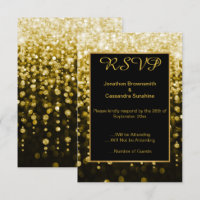ELEGANT BLACK GOLD DIAMOND WATERFALL RSVP