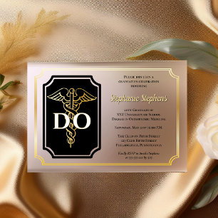 Elegant Black Gold Doctor DO Graduation Party Acrylic Invitations