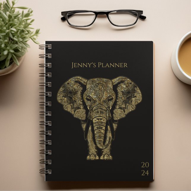 Elegant Black & Gold Elephant Personal Weekly Planner (Creator Uploaded)