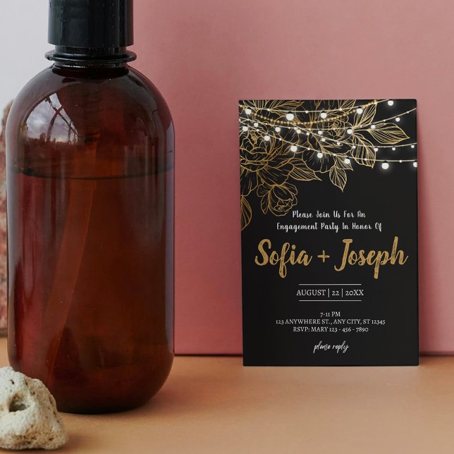 Elegant Black Gold Engagement Party Invite (Creator Uploaded)