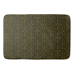 Elegant Black & Gold Filigree Bath Mat