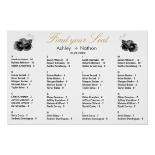 Elegant Black Gold Find your Seat Wedding Poster