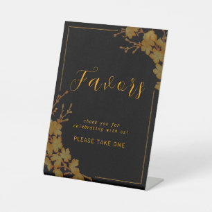 Elegant Black & Gold Floral Favour Sign
