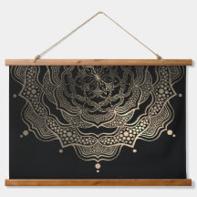    Elegant Black & Gold Floral Mandala Yoga Studio
