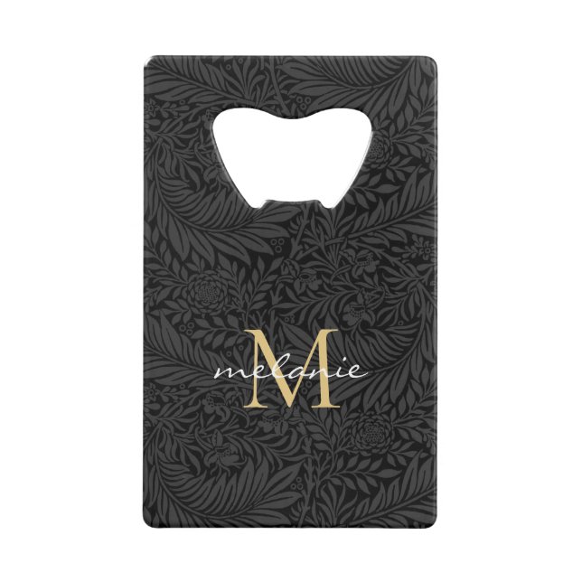Elegant Black Gold Floral Script Monogram (Front)
