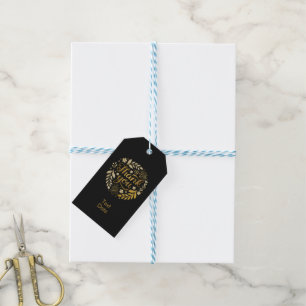 elegant black gold floral thank you  gift tags