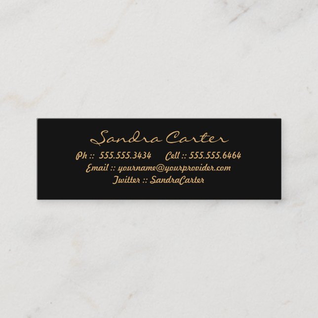 Elegant Black & Gold Flourish Custom Contact Card (Front)