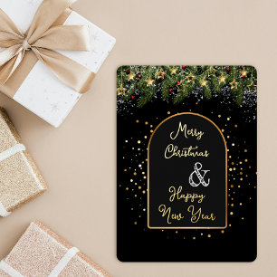 Elegant Black Gold Foil Christmas New Year