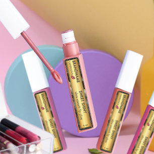 Elegant Black Gold Foil Glitter Agate Lip Gloss