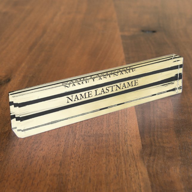 Elegant black gold foil paint striped nameplate (Side)